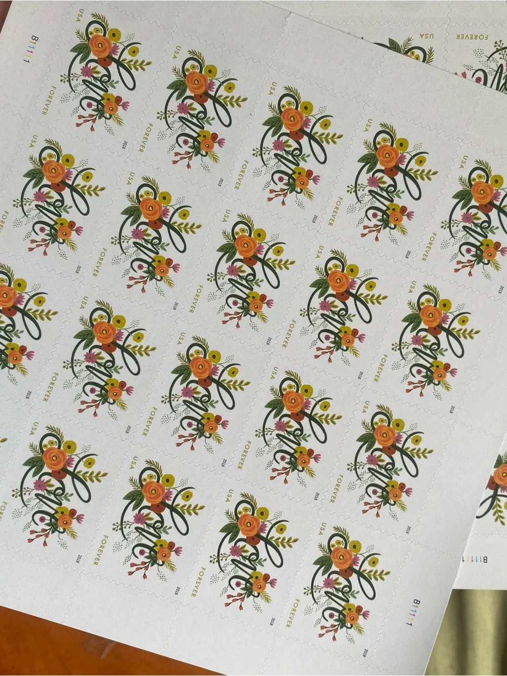 Floral Bird Forever Stamps - Yellow & Green - Multipack